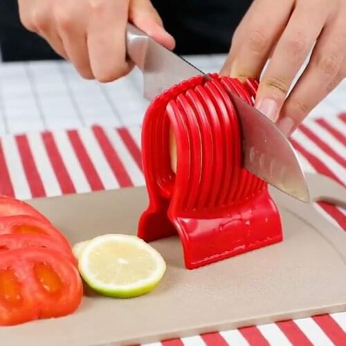 1Pcs Tomato Knife Holder Cutting Guide Potato Onion Fruit Vegetable Cutter Tools Pulp Separator Plastic Knife Kitchen Gadgets