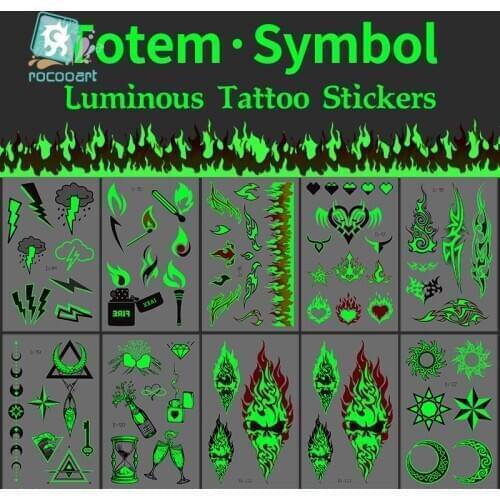1PCS The Wolf Totem Luminous Temporary Animal Totem Sign Fake Tattoos Glow at night On Face Arm Leg For Men Body Art Sticker