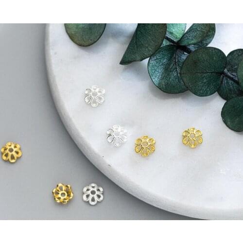 10PCS 925 Sterling Silver Flower 5.5mm Spacer Bead Caps End Beads DIY Repair A2898