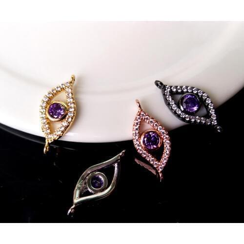 10Pcs Turkish Style Eyes Double Bails Connector CZ zircon Micro pave crystal Charm,DIY Bracelet necklace Jewelry making C165