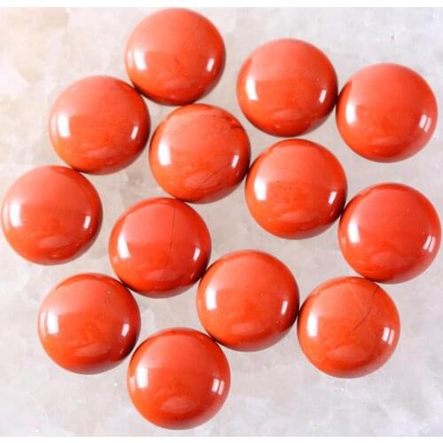 12MM 16MM Round CAB Cabochon Natural Gem Stone Red Jaspers No Drilled Hole Beads For Jewelry Making Bracelet Earring 10Pcs K916