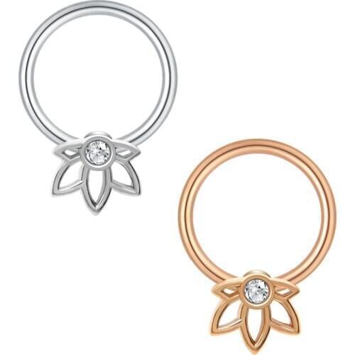 16G Flower Hinged Segment Rings Sparkling CZ Daith Tragus Earrings Lip Nose Hoop Septum Clicker Body Piericng