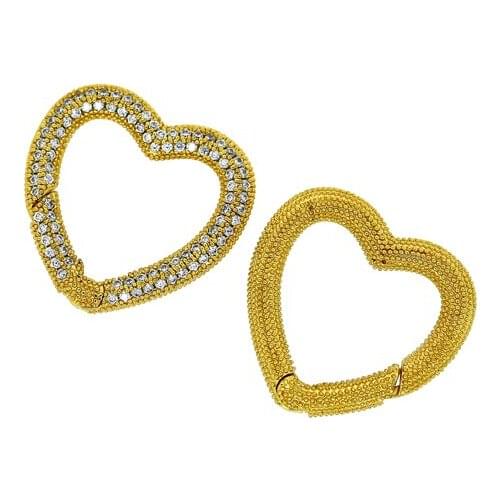 3pcs Gold Copper Hollow Shape Pave White Crystal CZ Charm Buckle Pendant For Making DIY Jewelry Materials Necklace Wholesale