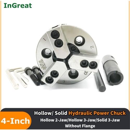 4Inch 110mm 3Jaw hollow hydraulic chuck Back Plate for CNC Lathe Boring Cutting Tool Holder Hole Hydraulic Chuck Oil High Speed