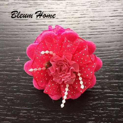 Bleum Home 2pcs girls present Hot Sale Pearl flower Elastics Hair Holders Bands Fashion Rubber Bands Headwear Girl scrunchy
