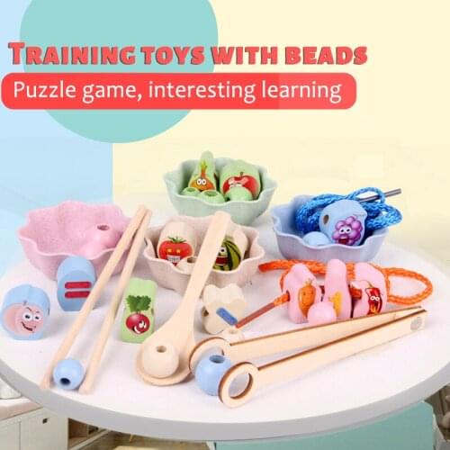 Puzzle Bead Clip Beads Childrens Baby Training Concentration Learn To Clip Chopsticks Stringing Game Enlightenment Toys