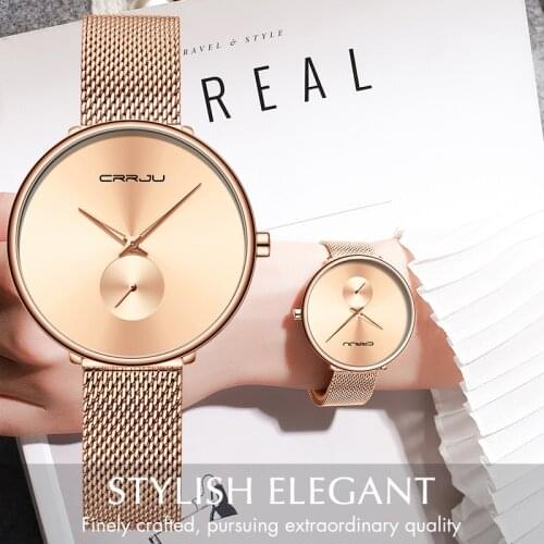 CRRJU Watch Women Casual Dress Quartz Ladies Watches Stainless Steel Waterproof Wristwatch Fashion Girl Clock Relogio Feminino