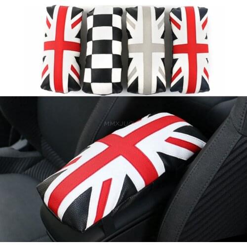 Black Blue Leather Car Armrest Box Pad Heighten Mat Comfortable Universal for Car SUV MINI Cooper