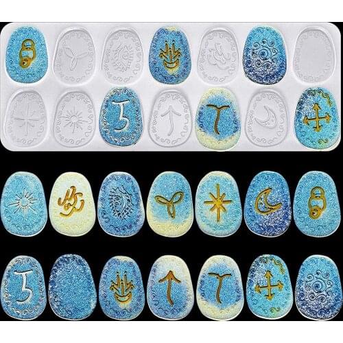 1pcs Cool Rune Pendant Charm Pendulum Model Epoxy Mat Diy Hand Making Tools Home Deco Crafts Soft Silicone Jewelry Mold DIY