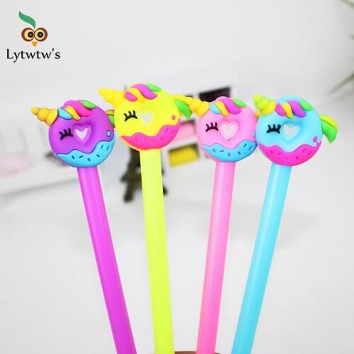 1 Pcs Lytwtws Korean Cute Donuts Gel Pen School Office Kawaii Supply Unicorn Sweet Pretty Lovely Novelty Creative Stationery