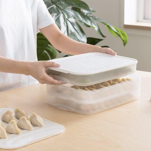Refrigerator Storage Dumpling Container Holder Space Saver Food Container Organizer Rack Holder Tray Box Plastic Kitchen Gadgets