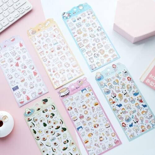 Korean Import Cute Cat Mermaid Avocado Shiba Unicorn Stickers Scrapbooking Diy Stationery Diary Stickers Kawaii Decor