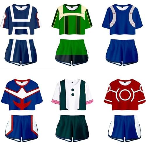 Girl MHA My Hero Academy Cosplay Costume Ochaco Uraraka Asui Tsuyu Summer Skirt Plus Size Todoroki Shoto Bakugou Katsuki Suits