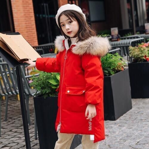 YourSeason Long Girls White Duck Down Jacket Real Fur 2021 Winter Clothes For Girls Warm Down Jacket For -30 Celsius Degree