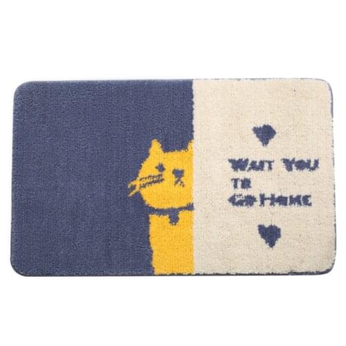 Cute Cartoon Cat Dogs Door Mat Anti-Slip Rugs For Bathroom Home Entrance Soft Foot Mat Absorption Rectangle Carpet Flocking Pads