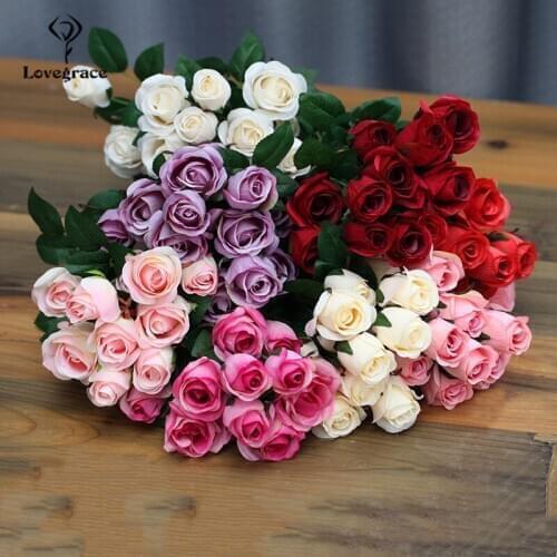 10 cm Mini Rose 1 Bouquet Rose Flower Head Artificial Silk Flower Bouquet Fake Roses Artificial Flowers For Decor Wedding Back