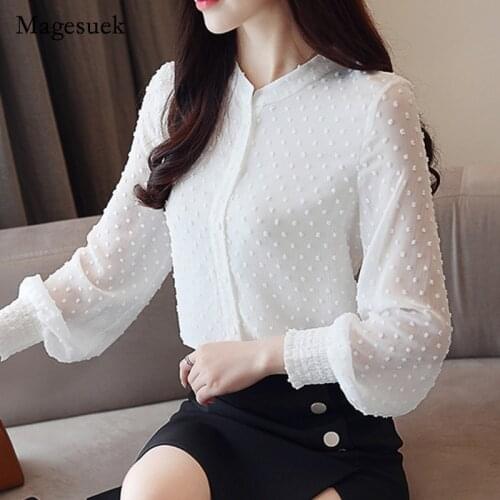 Fashion Womens Tops and Blouses 2021 Spring White Chiffon Blouse Shirt Office Work Wear Long Sleeve Women Shirts Blusas 0974 60