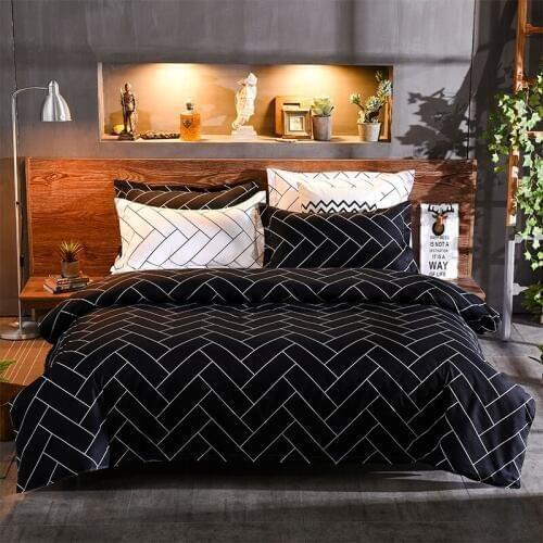 Fashion Simple Brick Pattern Bedding Set Adults Bedding Bedclothes Comfortable US Twin UK Single Black and White Bed Linens Set