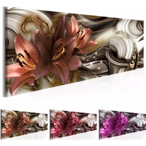 2019 ( No Frame )Modern Abstract Diamond Lily Flower Design Canvas Print Wall Art Modern Home Decoration(Multicolor)