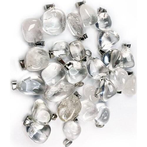 Wholesale Natural Unique White Crystal Charms Irregular Stone Pendant Women DIY Fit Necklaces For Jewelry Making