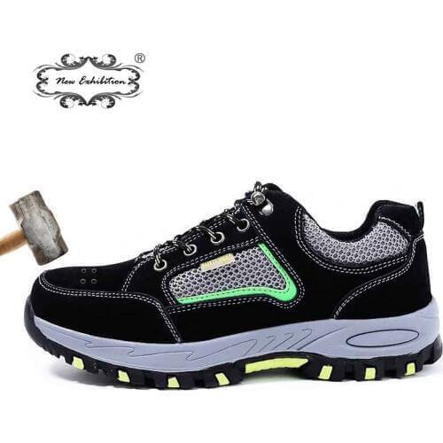 New exhibition Simple fashion safety shoes Men Steel Toe Breathable with Puncture Proof Midsole Slip Resistance Mens Work Boots