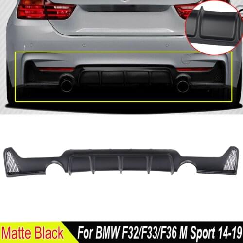 MagicKit Rear Bumper Diffuser For BMW F32 F33 F36 M Sport Dual Tip Exhaust Matte Black