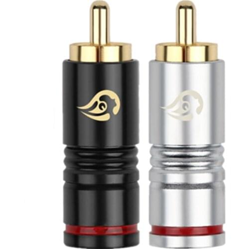 Hifi RCA Connectors Male Speaker Terminals Carbon Fiber 24K Gold Plated Copper Lotus Socket RCA Adapter Jack Locking Audio Plug