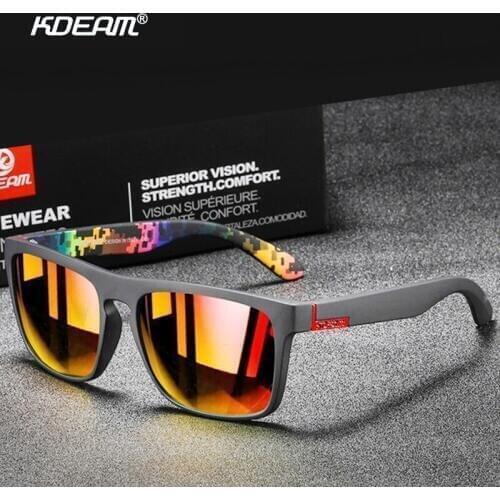 KDEAM Sports Style Polarized Sunglasses Men HD Driving Sun Glasses Ultralight Eyewear Frame Goggle Vintage Male Gafas sol GR5