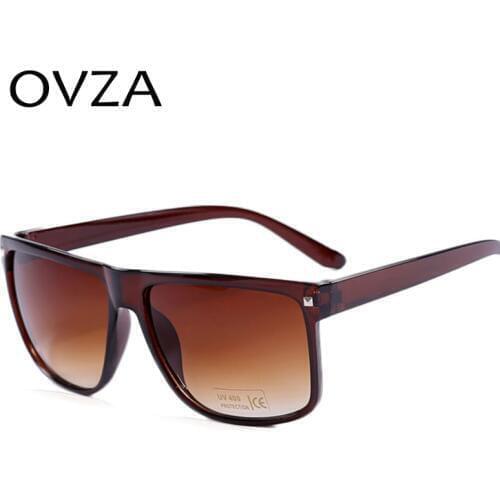 OVZA Classic Brown and Black Sunglasses Rectangle Unisex Sun Glasses for Women Fashion Men Glasses Oculos De Sol Feminino A1