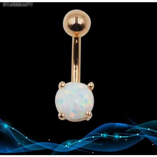 Starbeauty Luxury 6mm Opal Navel Piercing Ombligo Royal Stone Belly Button Rings Body Piercing Nombril 14G Navel Ring Jewelry