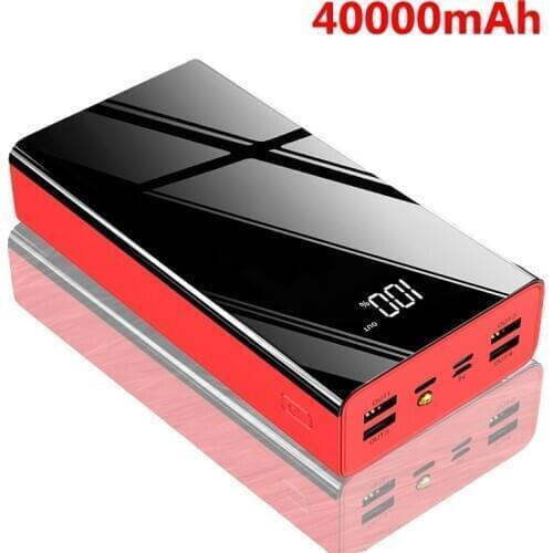 40000mAh Power Bank USB Type C IOS Port LED Powerbank Portable External Battery Poverbank Flashlight for iphone Xiaomi Cellphone