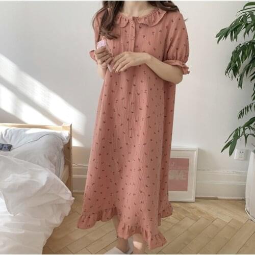 Womens Pajamas Summer Japanese Sweet Cute Princess Style 2021 New Short-Sleeved Home Wear Loose Nightdress Spring