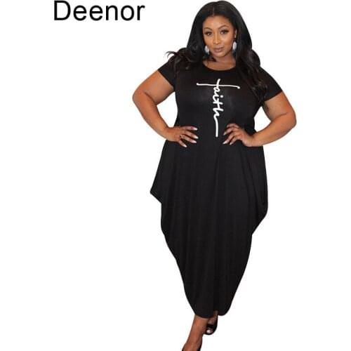 Deenor Plus Size dresses womens summer Dress loose solid dress Summer Party Beach Dresses Sundress Dress