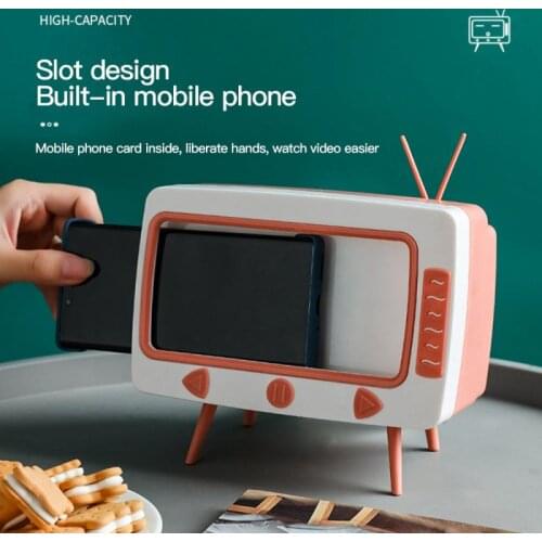 1 Pc Mobile Phone Holder With Tissue Box Home Simple And Cute 2 In 1 Phone Storage Multifunctional Creative Paper Pumping