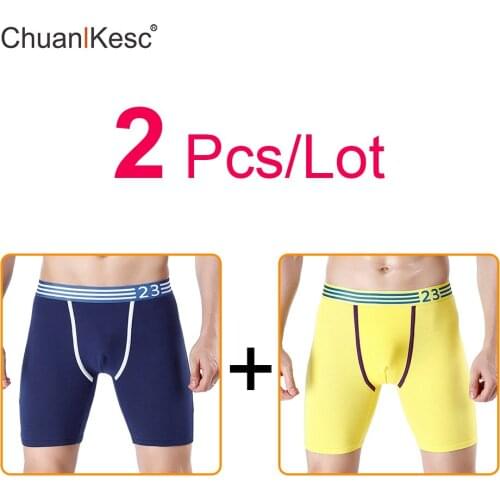 2 Pcs Mens Lengthened Boxers Running And Playing Basketball Comfortable Anti Abrasion Leg Underwear High Quality Cotton Shorts