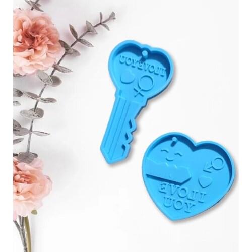2 Pcs Lovers Heart and Lock Shape Phone Chain Epoxy Resin Mold Keychain Silicone Mould DIY Crafts Jewelry Pendant Casting