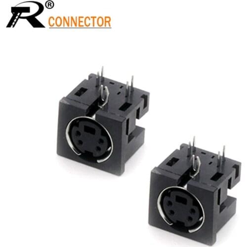 100PCS MINI DIN 4PIN S Terminal PCB Panel Mount Socket Connector DIP Instrument Socket Micro Power Jack Audio Device Connector