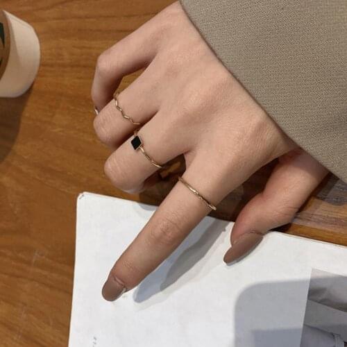 5Pcs/3Pcs Finger Rings Glossy Wear-resistance Compact Women Stackable Thumb Rings Fashion Jewelry Accessories