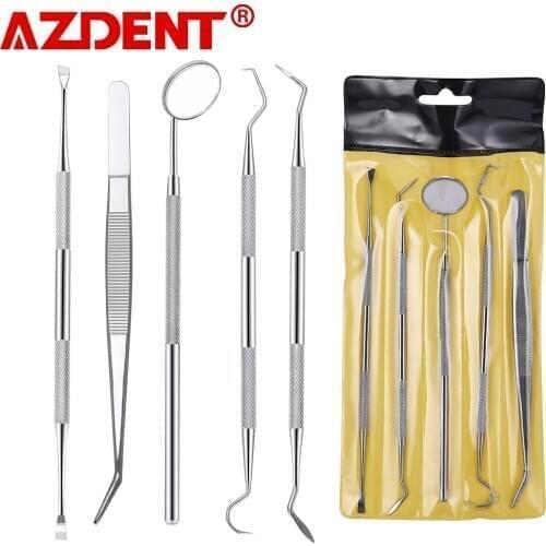 5pcs/pack Dental Loupes Mirror Sickle Scaler Teeth Pick Spatula Equipment Oral Care Tooth Cleaning Kit