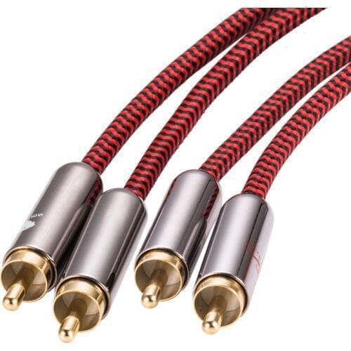 Hifi Audio Cable Dual RCA to Dual RCA for Car Amplifier Soundbox Subwoofer Speaker 2:2 RCA Shielded OFC Cable 1M 2M 3M 5M 8M 10M