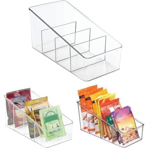 Large Plastic Food Packet Organizer Caddy Storage Station for Kitchen Pantry Cabinet Countertop Holds Spice Pouches Garden