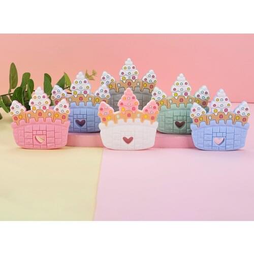 Sunrony 1pcs Baby New Teether Silicone Ice Cream Cute DIY Accessories Nursing Molar Toy Pendant Food Grade Silicone Teether