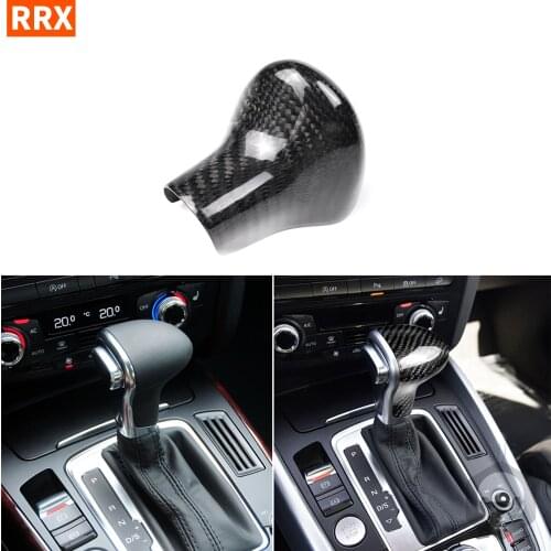 For Audi A4 A5 A6 A7 Q5 Q7 Carbon Fiber Sticker Gear Shift Handle Sleeve Button Cover Decor Interiors Protector Car Accessories