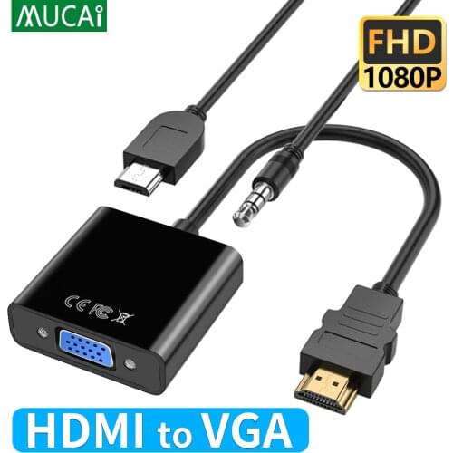 MUCAI 1080P HDMI-compatible To VGA Cable Converter HDMI Male To VGA Famale Converter Adapter Digital Analog for laptop PC TV PS4