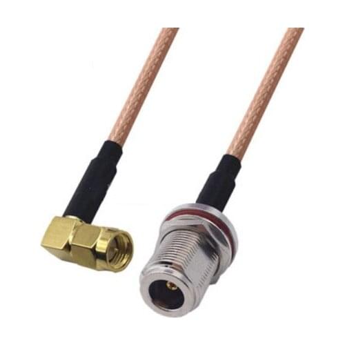 RG400 Cable SMA Male Right Angle to N Female bulkhead Double Shielded Copper Braid Coax Low Loss Jumper Cable