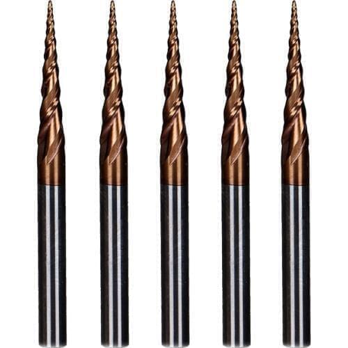 5pcs/lot R0.25*D4*20.5*50L*2F HRC55 Tungsten solid carbide Coated Tapered Taper Ball Nose End Mill cone type cnc milling cutter