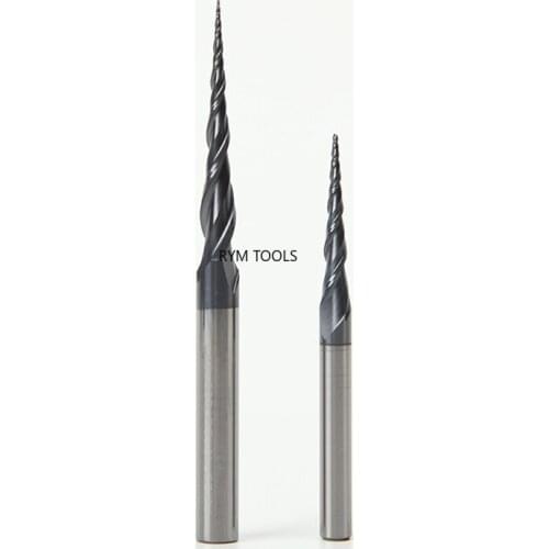 1pc Tapered Ball Nose End Mill Tungsten Solid Carbide HRC 55 CNC Router Bit Tapered Milling Cutter Tools for Wood Metal Steel