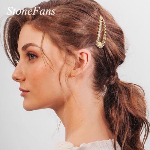Stonefans Colorful Rhinestone Hair Clips and Barrettes for Women Bridal Duckbill Bb Hair Clip Metal Wedding Jewelry Accessories