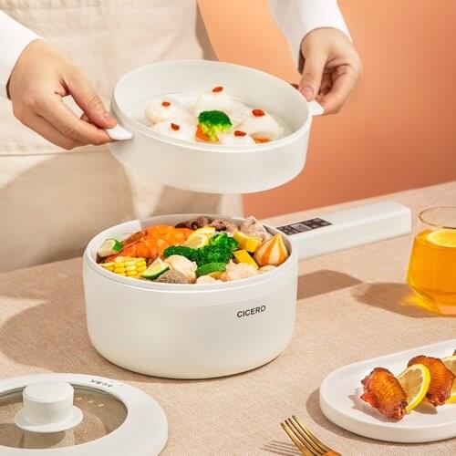 1.6L Electric Pot Portable Saucepan Multi Function Frying Pan Multicooker with Steamer Dormitory Small Hot Pot Nonstick Pans220V