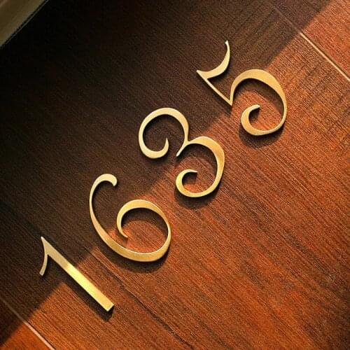 50mm Brass House Number Board Retro Decorative Hotel Door Address Letter for Home Digital Outdoor Sign Plates 0-9 Number Nordic